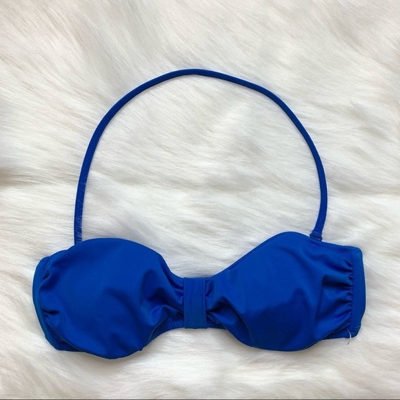 Pink Victoria's Secret Halter Bikini Top Bandeau Swimwear Beach Blue XS - Picture 2 of 11